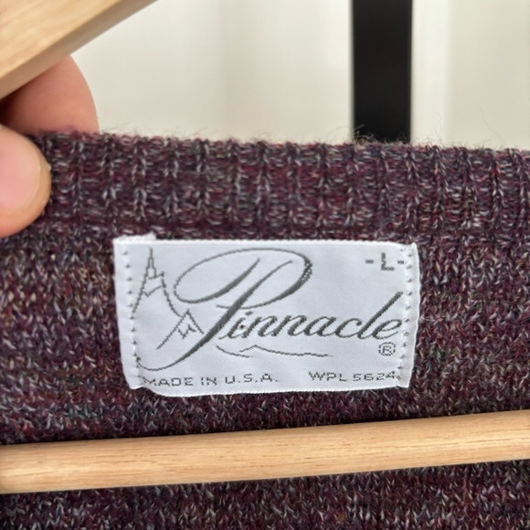 Vintage Pinnacle Wool Acrylic Blend Purple Argyle V Neck Pullover Sweater Men L - Picture 4 of 5